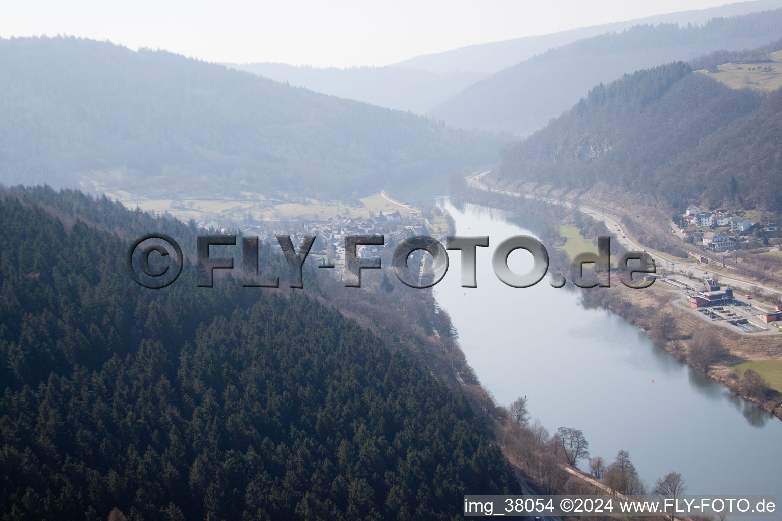 Aerial photograpy of Eberbach in the state Baden-Wuerttemberg, Germany