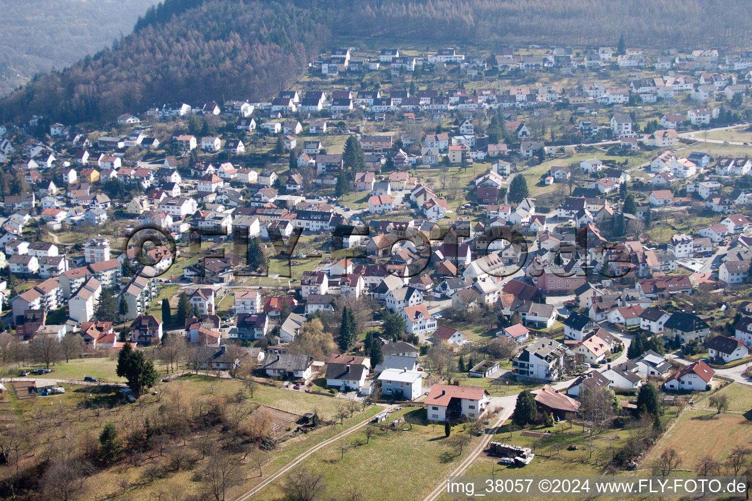 Eberbach in the state Baden-Wuerttemberg, Germany from above