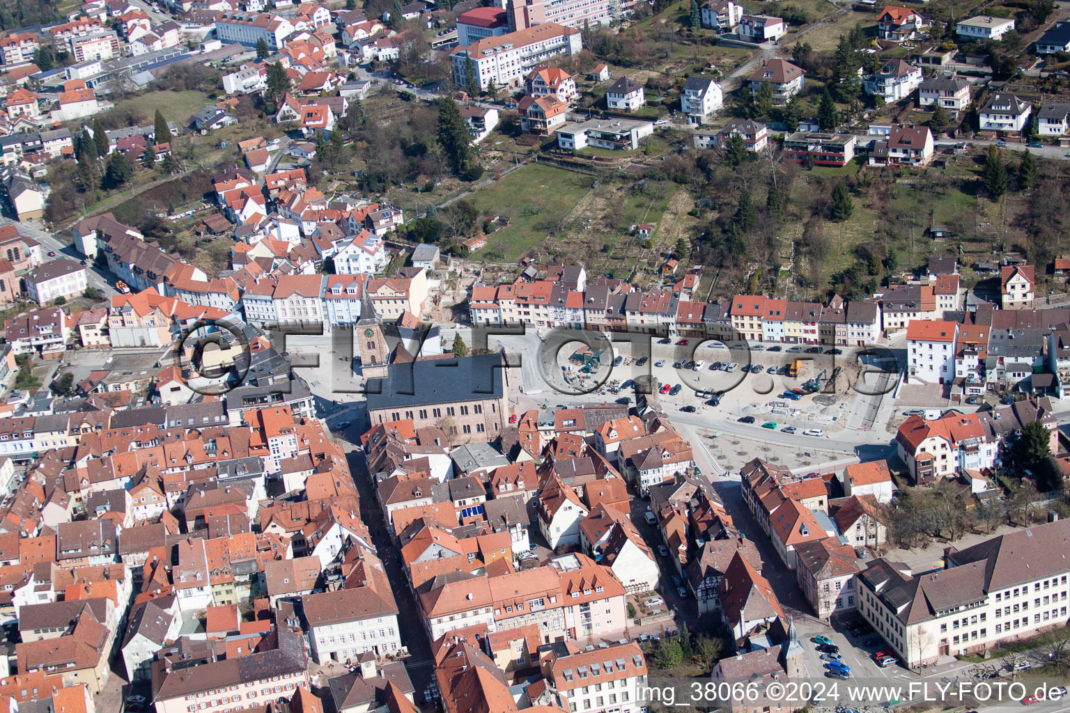 Eberbach in the state Baden-Wuerttemberg, Germany viewn from the air