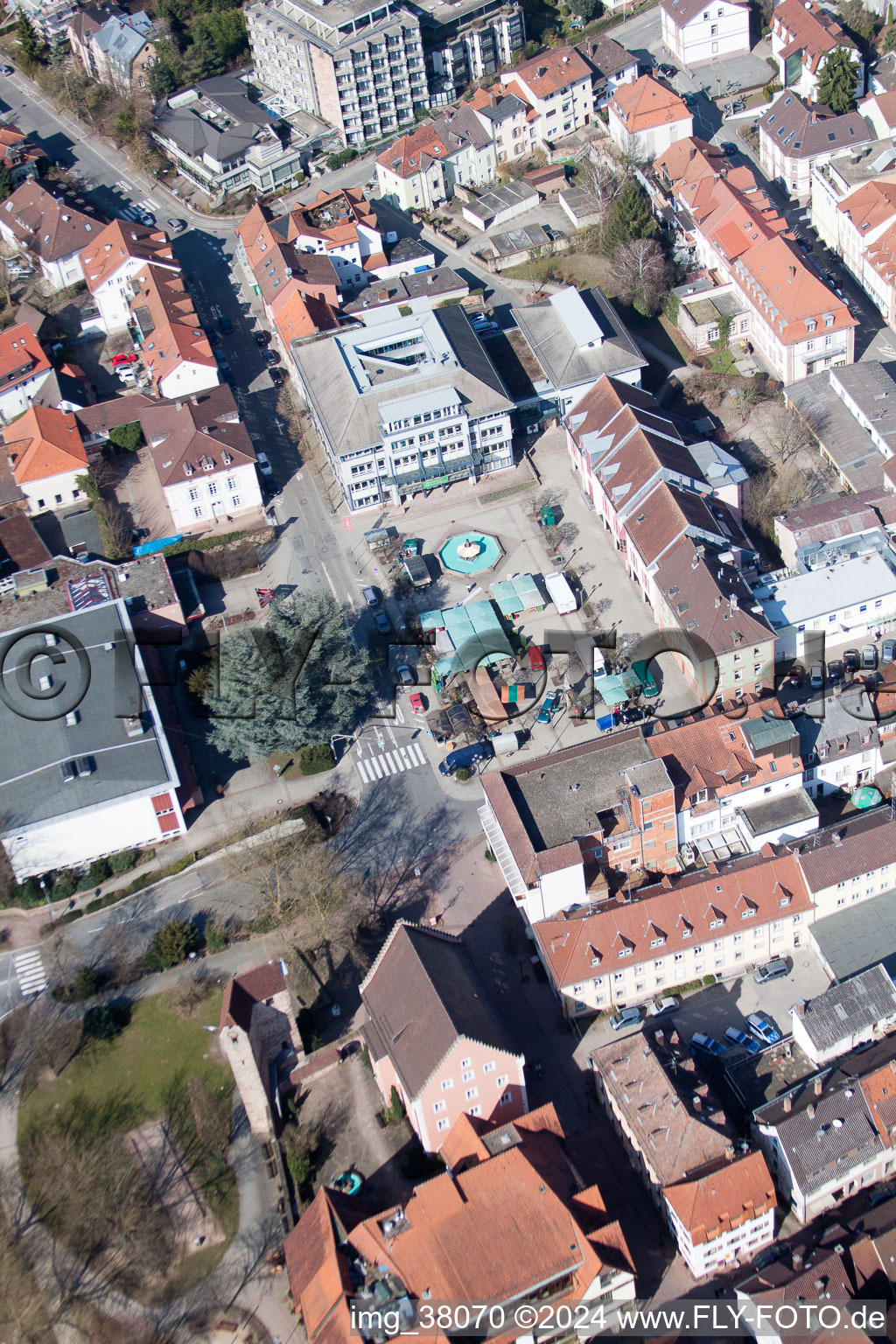 Drone image of Eberbach in the state Baden-Wuerttemberg, Germany