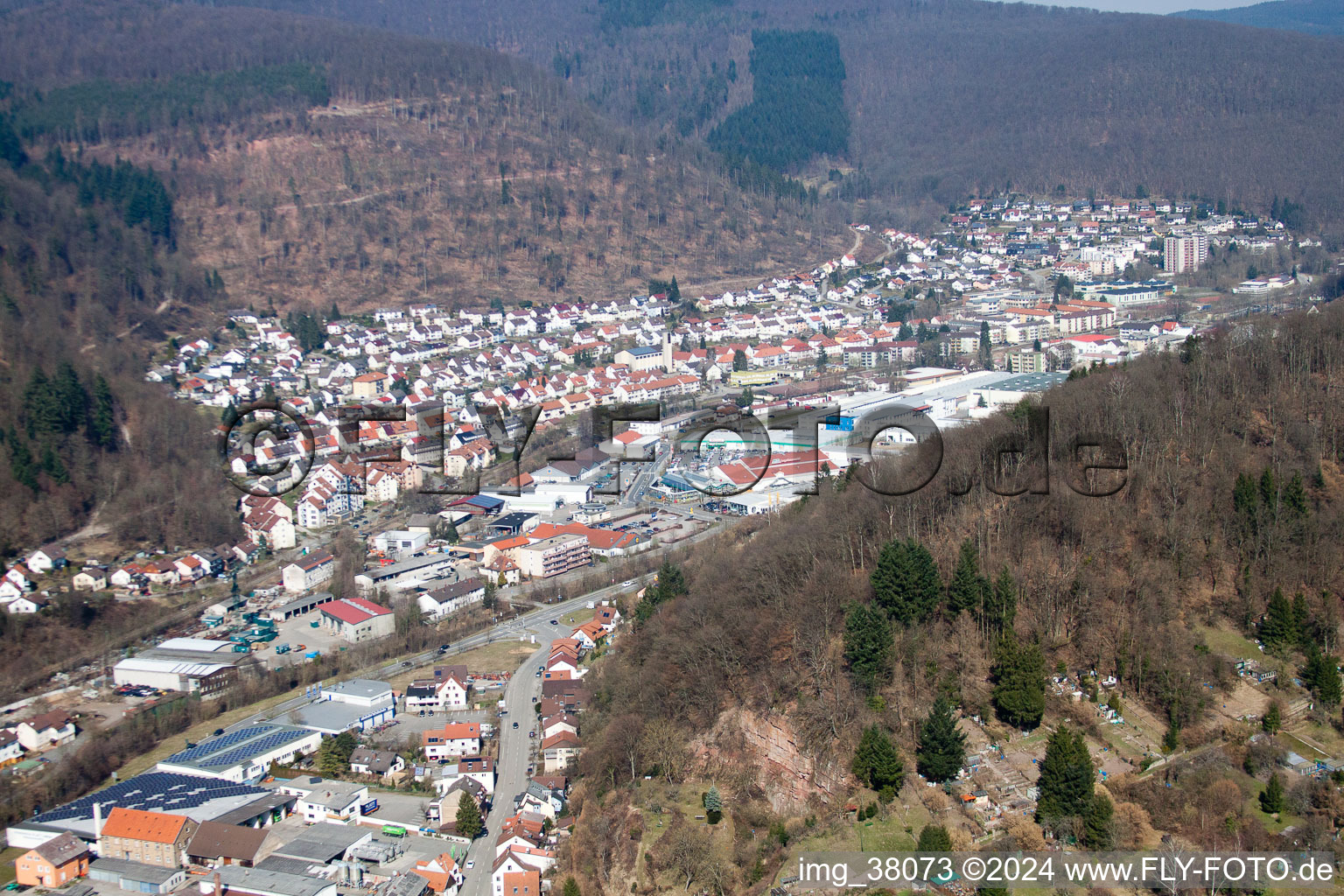 Eberbach in the state Baden-Wuerttemberg, Germany from a drone