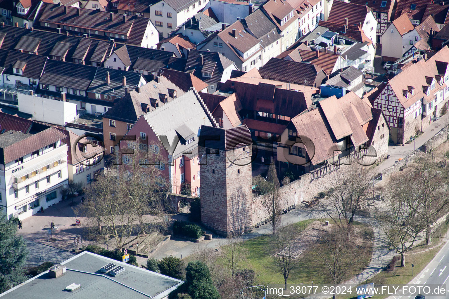 Aerial photograpy of Eberbach in the state Baden-Wuerttemberg, Germany