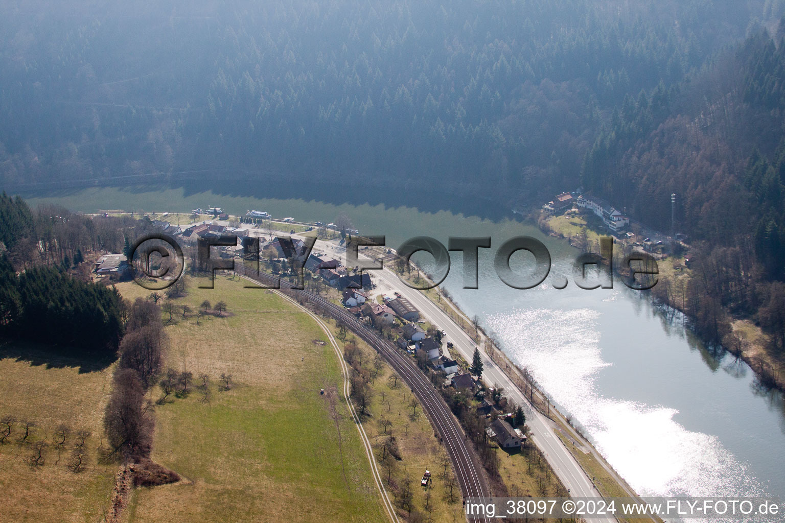 Aerial view of District Lindach in Eberbach in the state Baden-Wuerttemberg, Germany