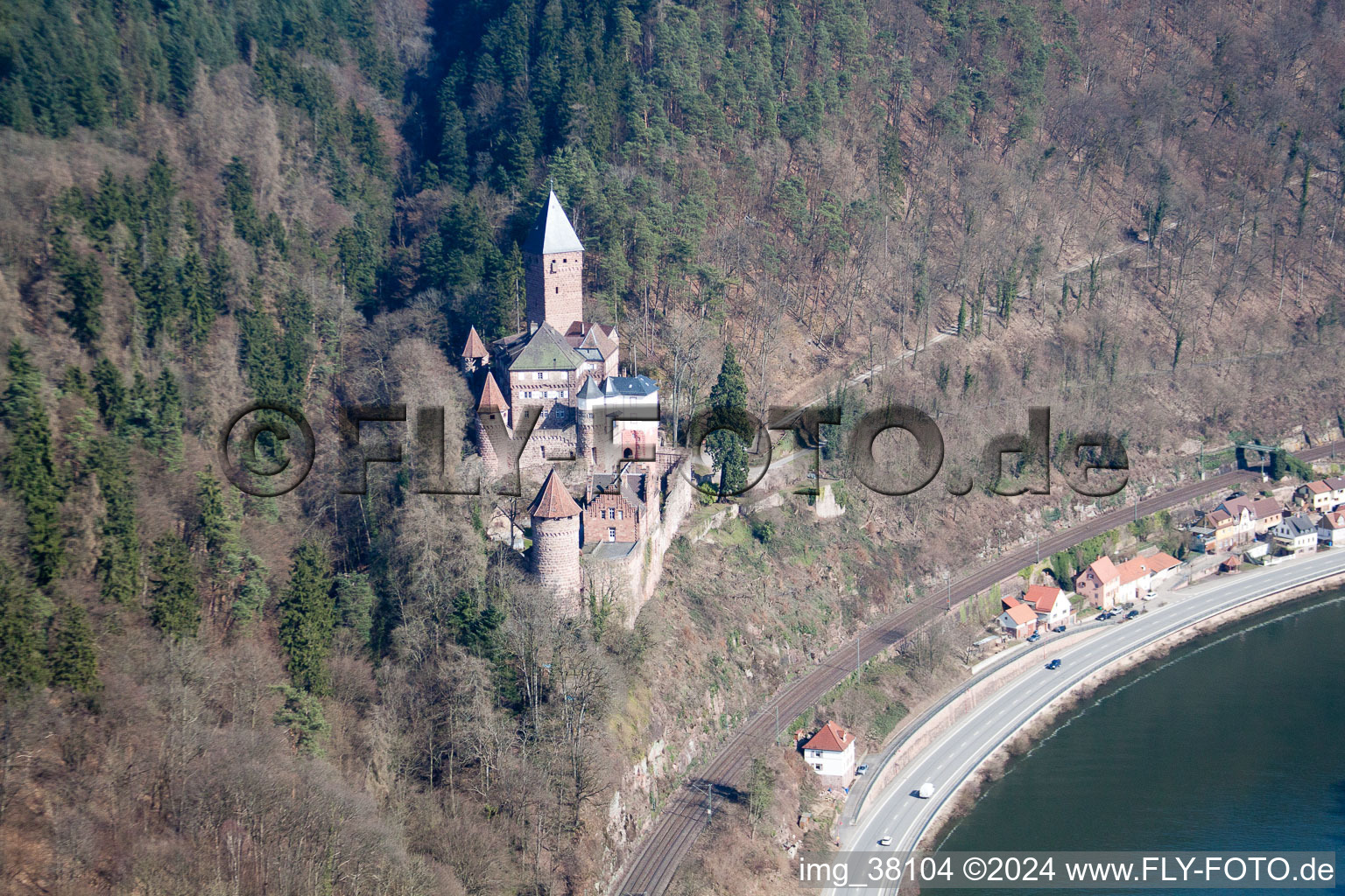 Zwingenberg in the state Baden-Wuerttemberg, Germany from a drone