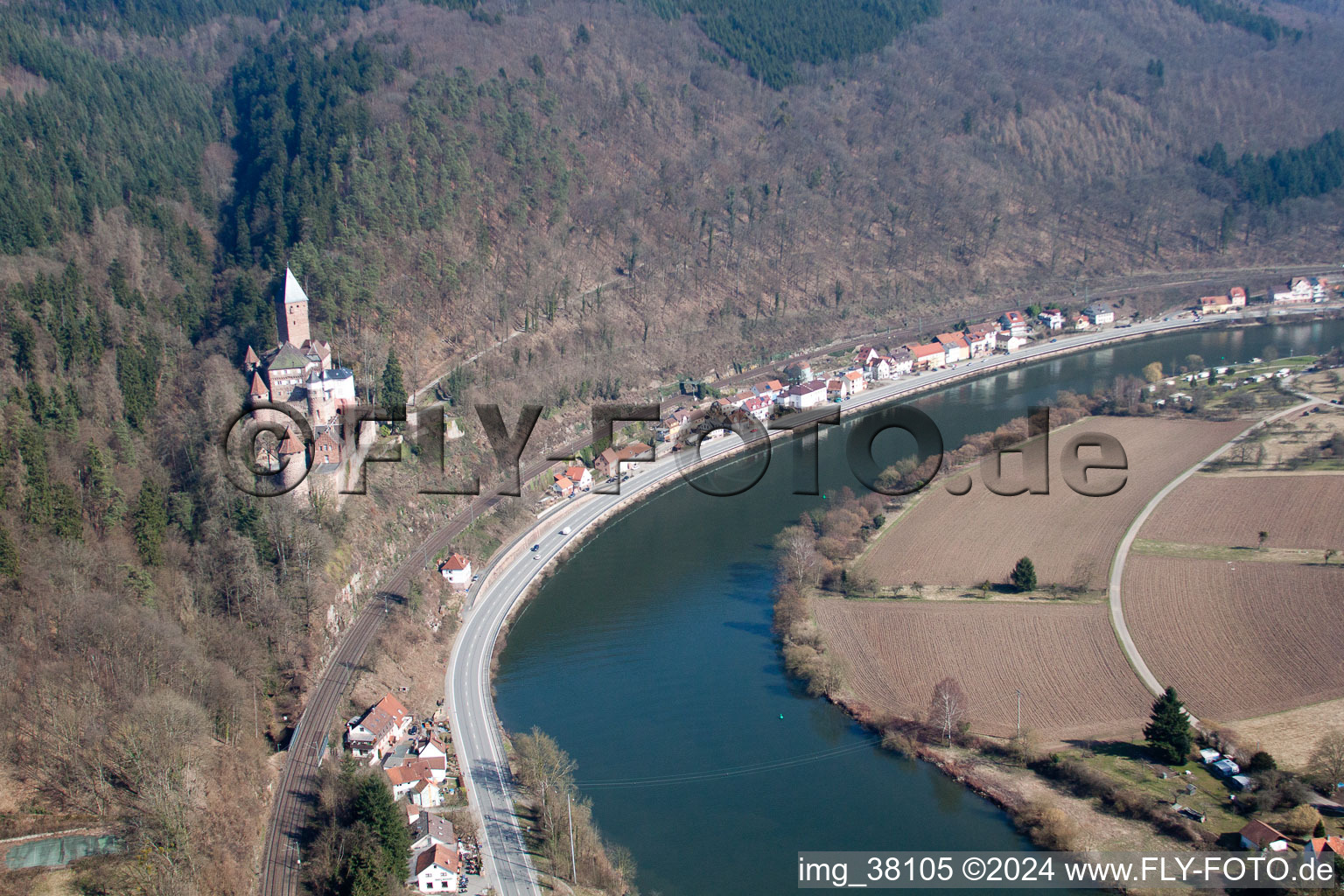 Zwingenberg in the state Baden-Wuerttemberg, Germany seen from a drone