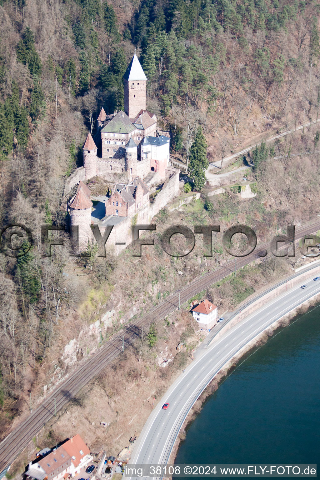 Oblique view of Zwingenberg in the state Baden-Wuerttemberg, Germany