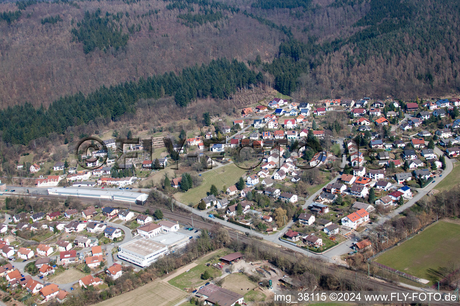 Zwingenberg in the state Baden-Wuerttemberg, Germany viewn from the air