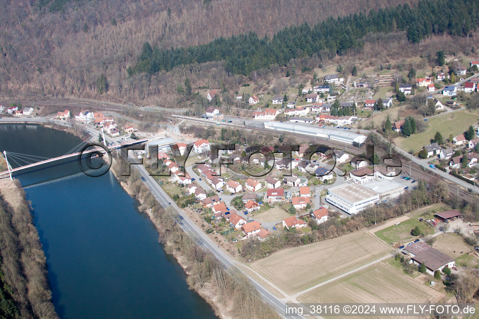 Drone recording of Zwingenberg in the state Baden-Wuerttemberg, Germany