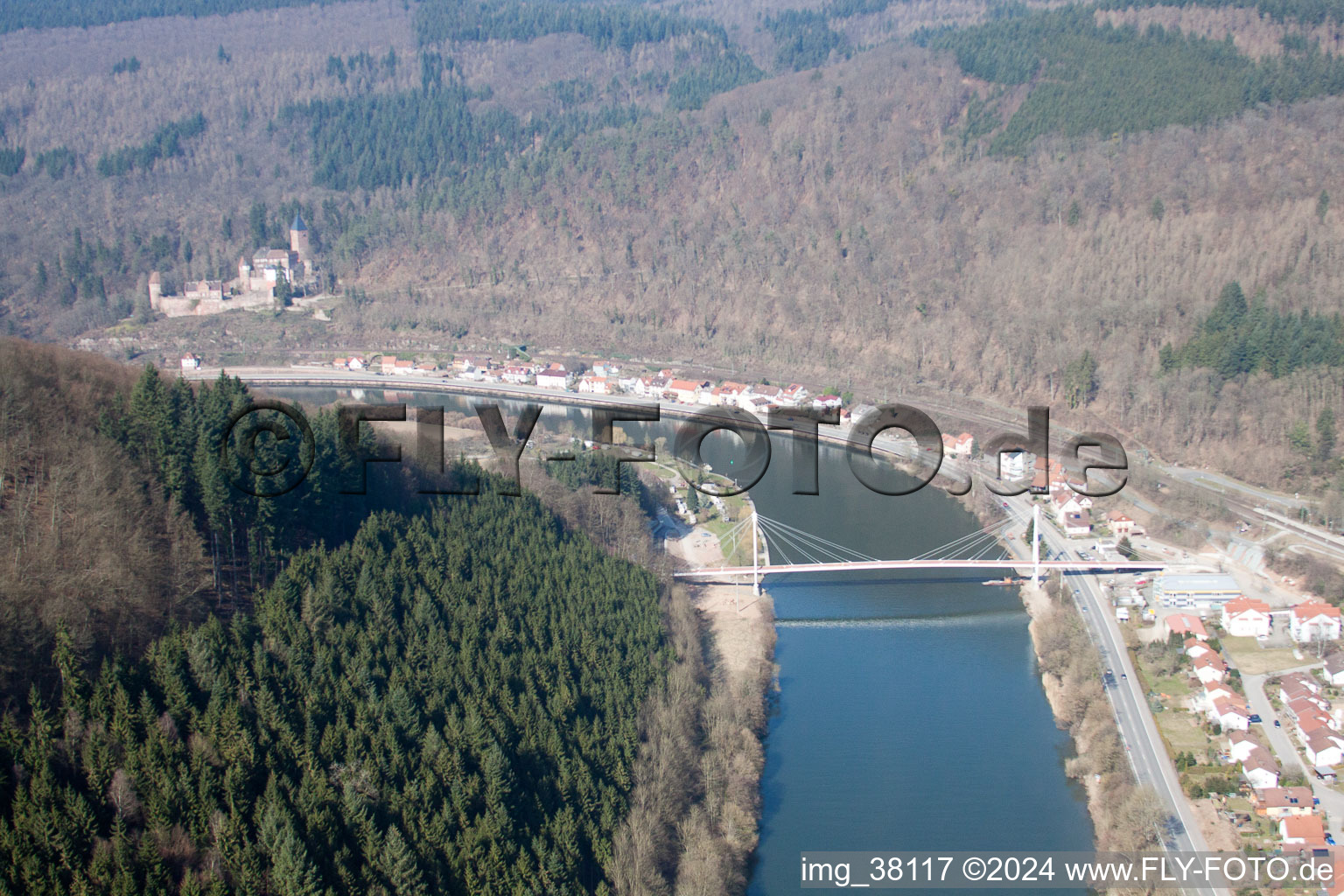 Drone image of Zwingenberg in the state Baden-Wuerttemberg, Germany