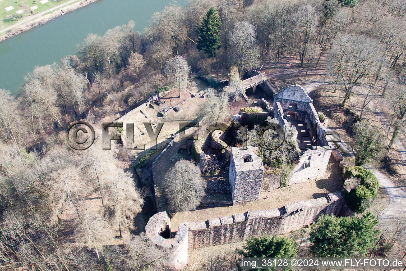 Aerial photograpy of Minneburg in Neckargerach in the state Baden-Wuerttemberg, Germany