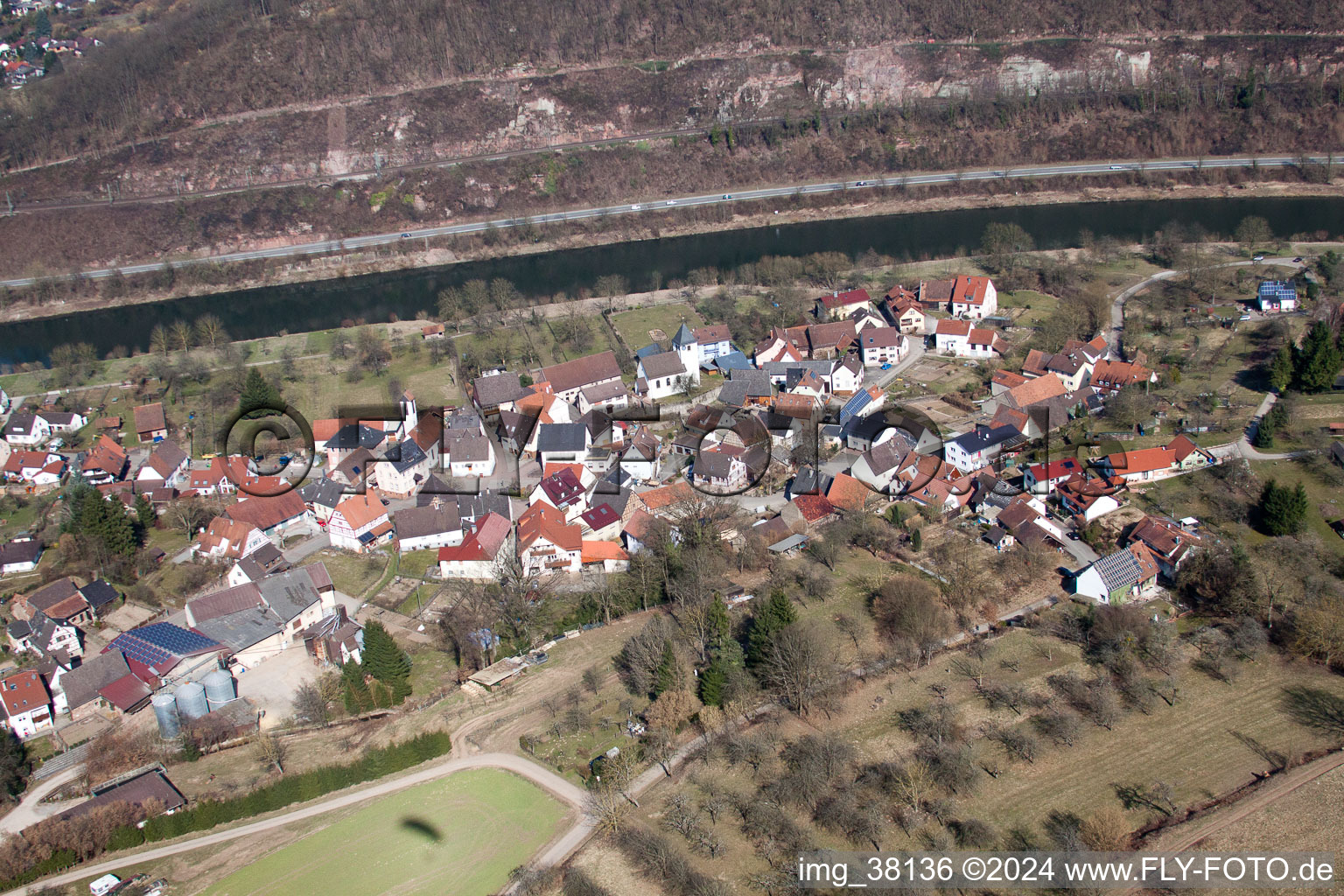 Neckargerach in the state Baden-Wuerttemberg, Germany from the drone perspective