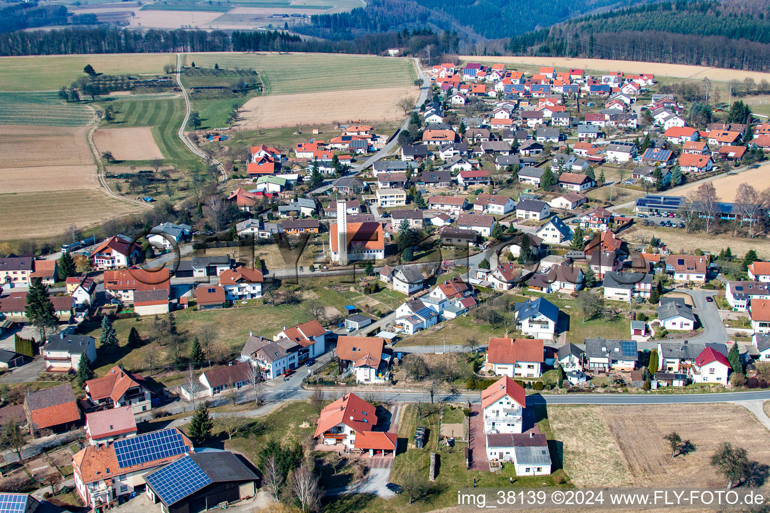 Oblique view of District Reichenbuch in Mosbach in the state Baden-Wuerttemberg, Germany