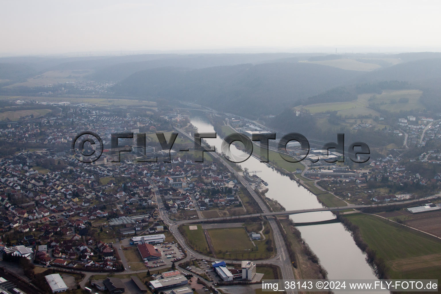 Oblique view of Mosbach in the state Baden-Wuerttemberg, Germany