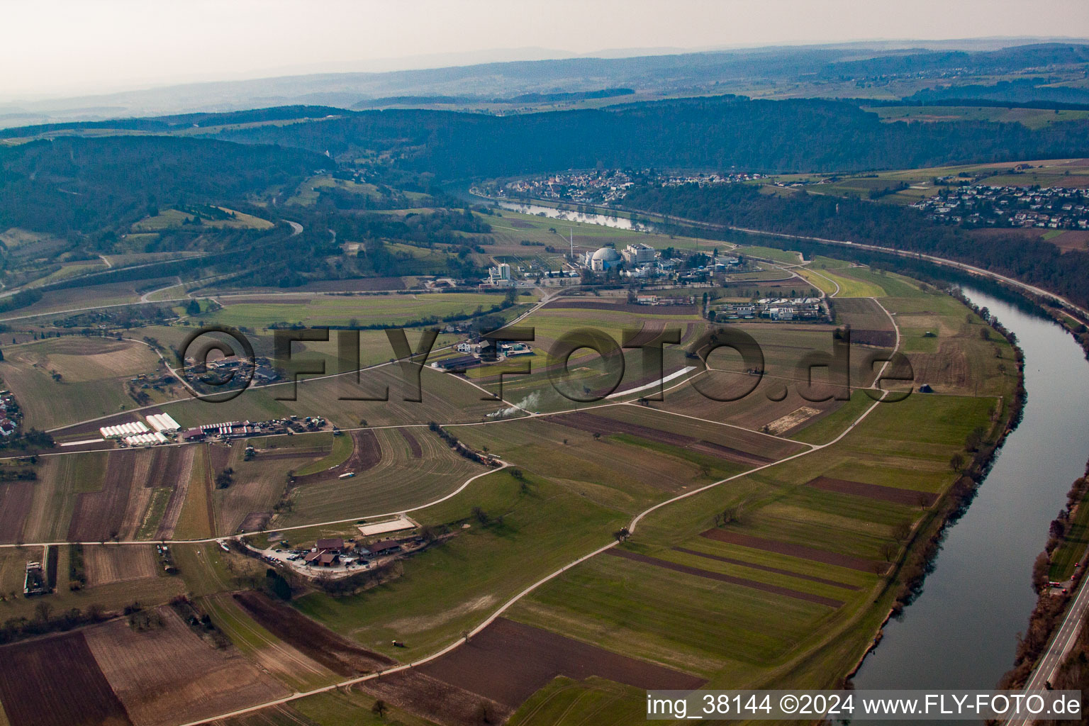 Nuclear power plant Obrigheim - still online in Obrigheim in the state Baden-Wuerttemberg, Germany