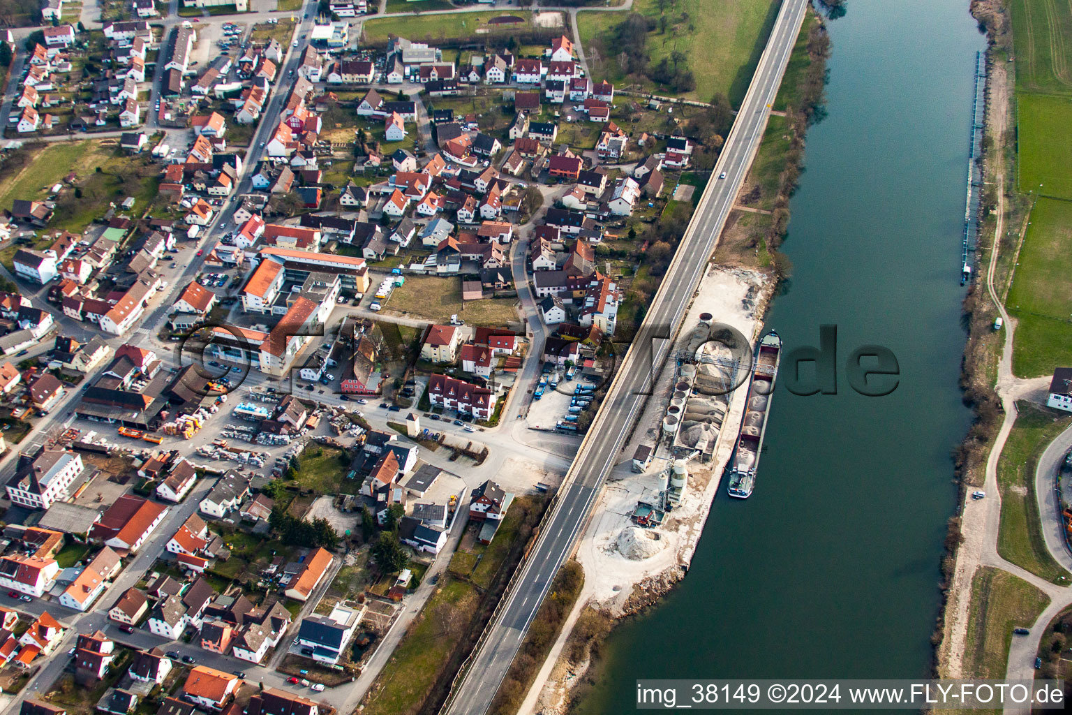 River banks of the Neckar in the district Neckarelz in Mosbach in the state Baden-Wuerttemberg, Germany