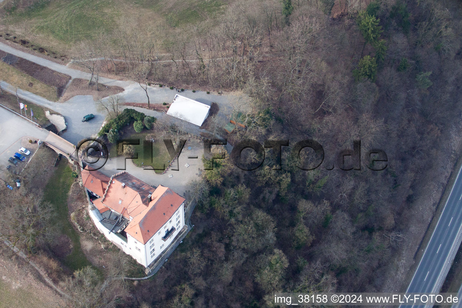 Castle of Hotel Schloss Neuburg in Obrigheim in the state Baden-Wurttemberg