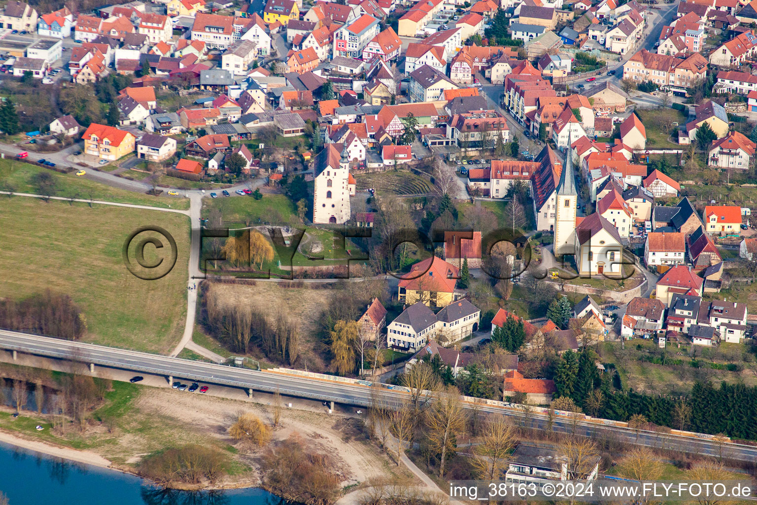 On the Neckar, Neuburg Castle in Diedesheim in the state Baden-Wuerttemberg, Germany