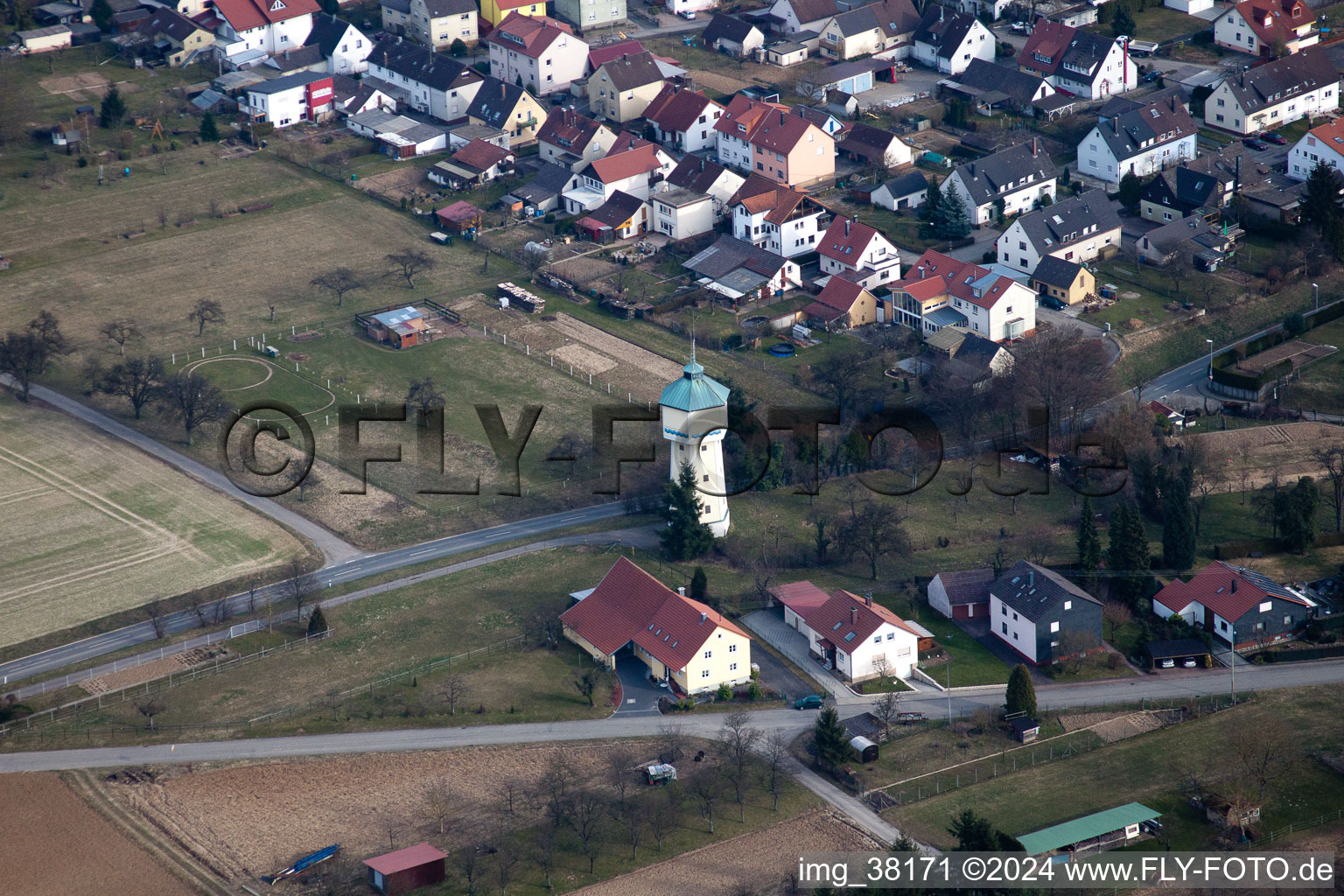 Hüffenhardt in the state Baden-Wuerttemberg, Germany from above