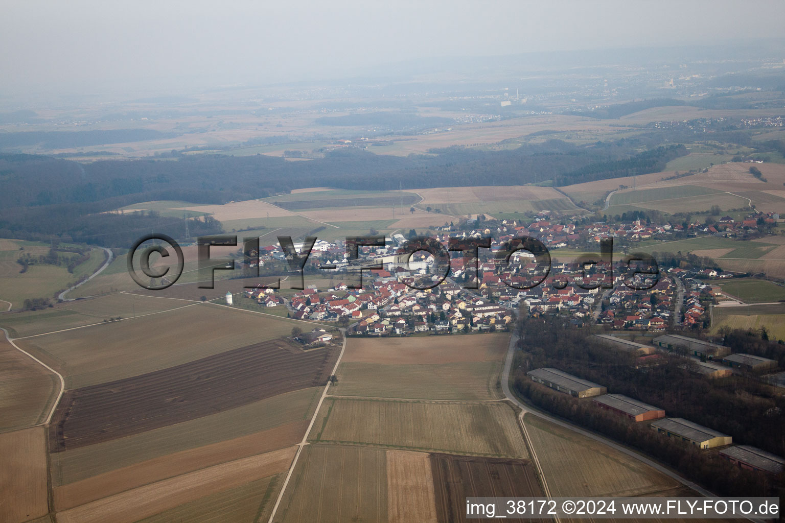 Oblique view of Siegelsbach in the state Baden-Wuerttemberg, Germany