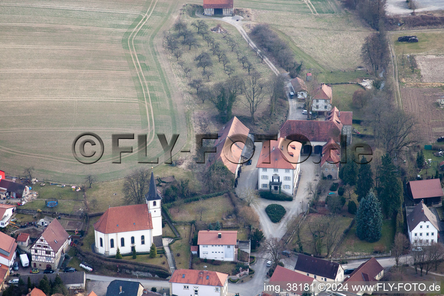 Castle and Chapel in the district Obergimpern in Bad Rappenau in the state Baden-Wuerttemberg, Germany