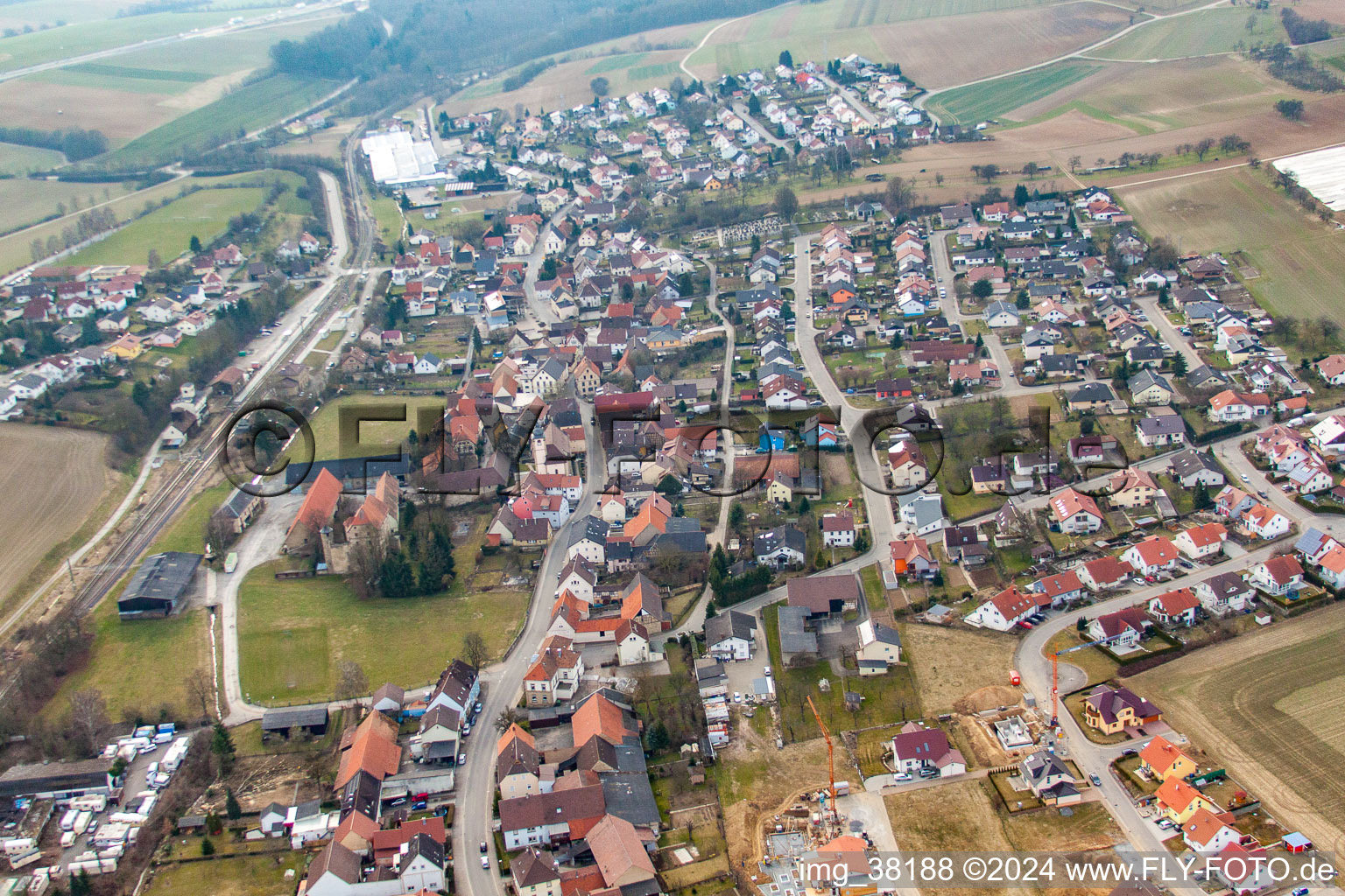 From northeast in the district Grombach in Bad Rappenau in the state Baden-Wuerttemberg, Germany