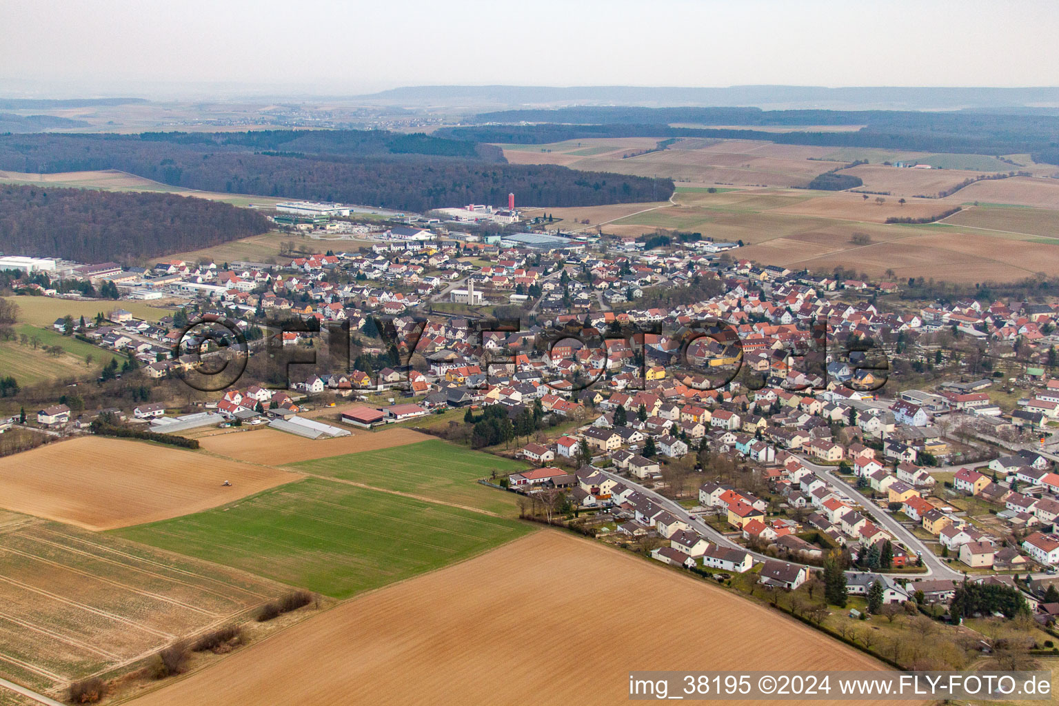 From the northwest in Kirchardt in the state Baden-Wuerttemberg, Germany