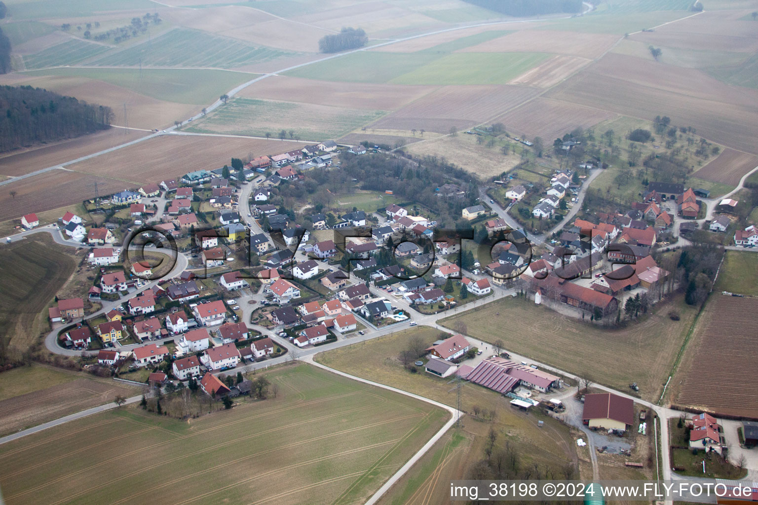 Aerial view of Kirchardt in the state Baden-Wuerttemberg, Germany