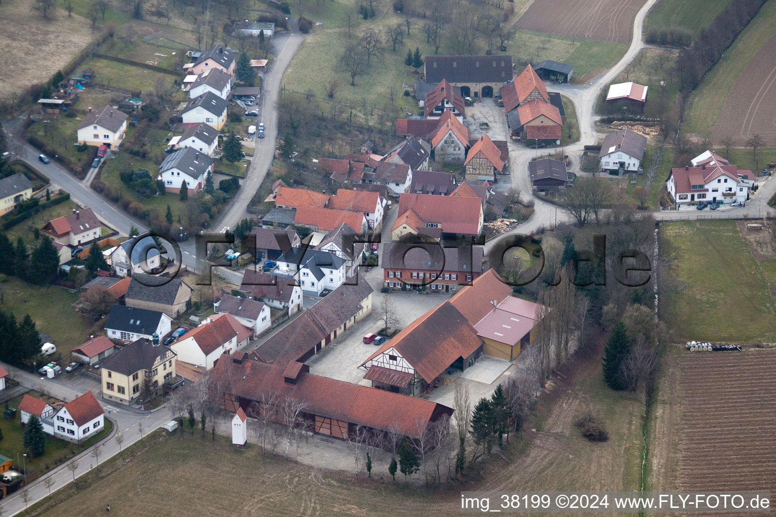 Aerial photograpy of Kirchardt in the state Baden-Wuerttemberg, Germany