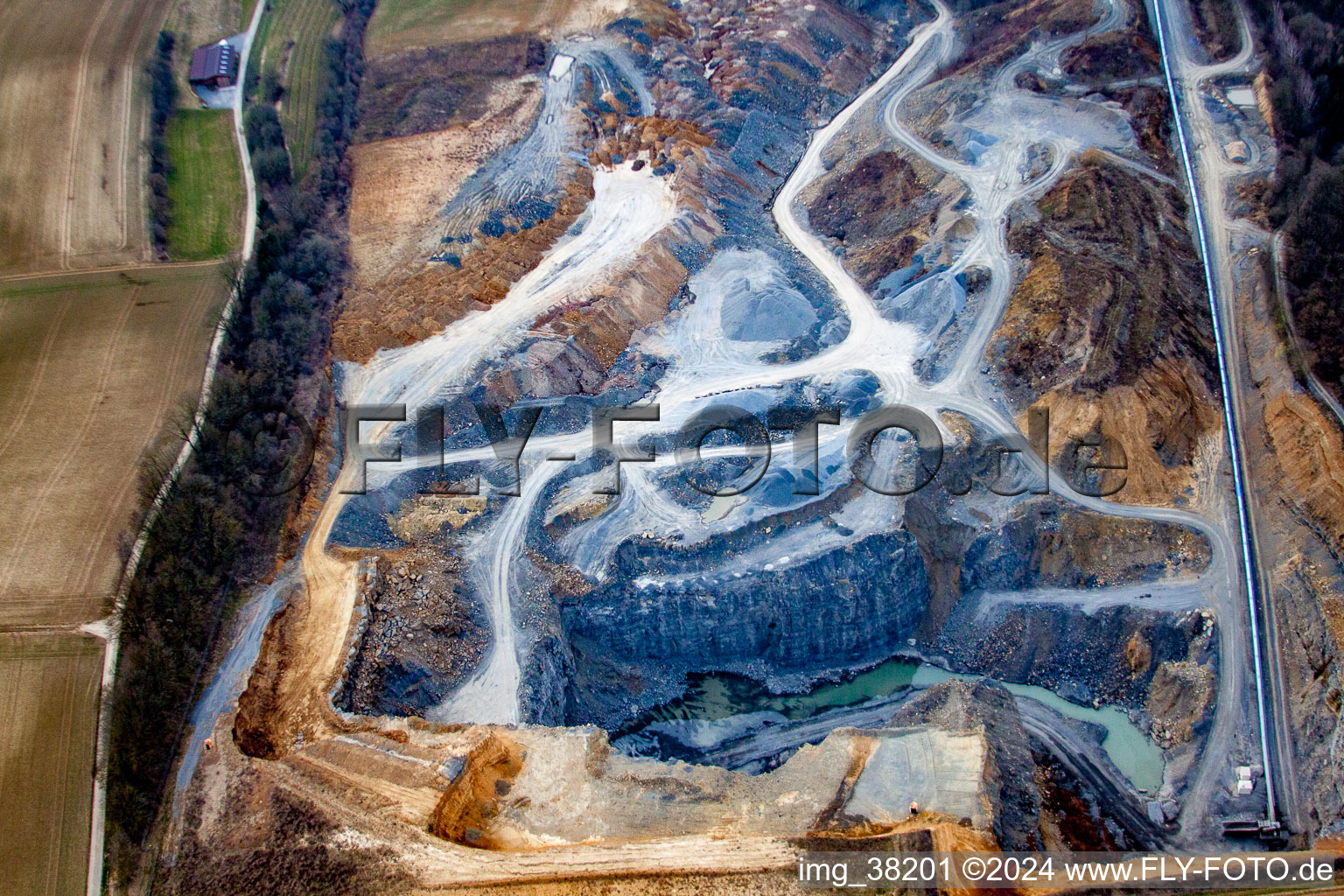 Aerial view of Quarry in Ittlingen in the state Baden-Wuerttemberg, Germany