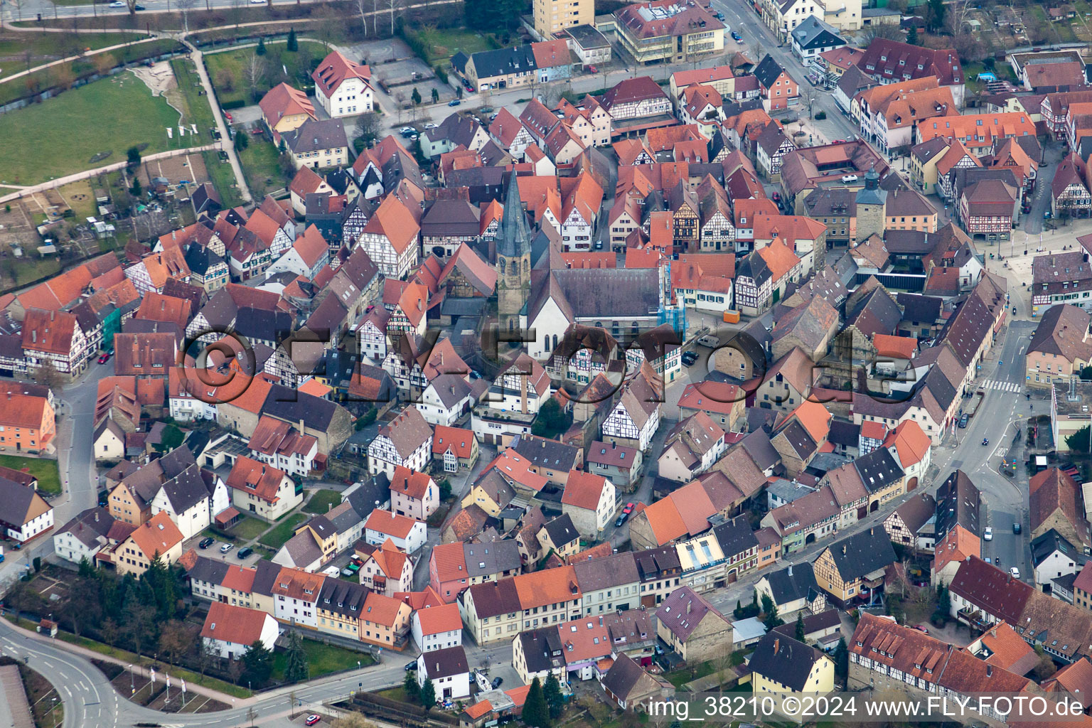 Aerial view of Eppingen in the state Baden-Wuerttemberg, Germany