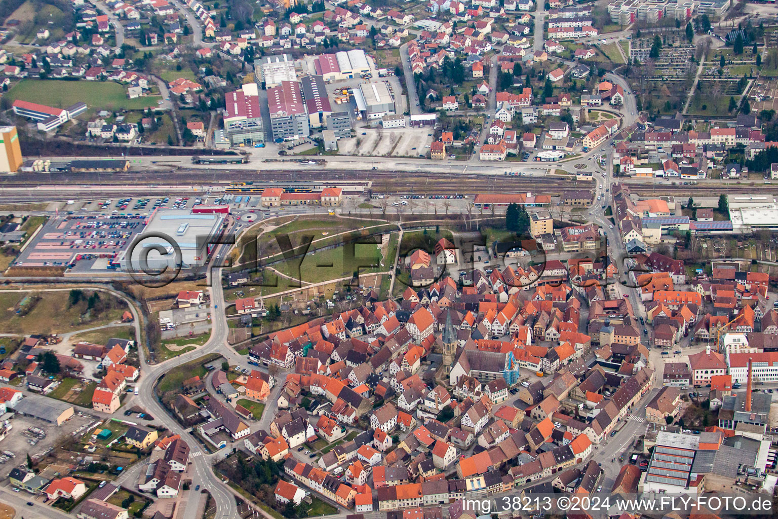 Eppingen in the state Baden-Wuerttemberg, Germany from above