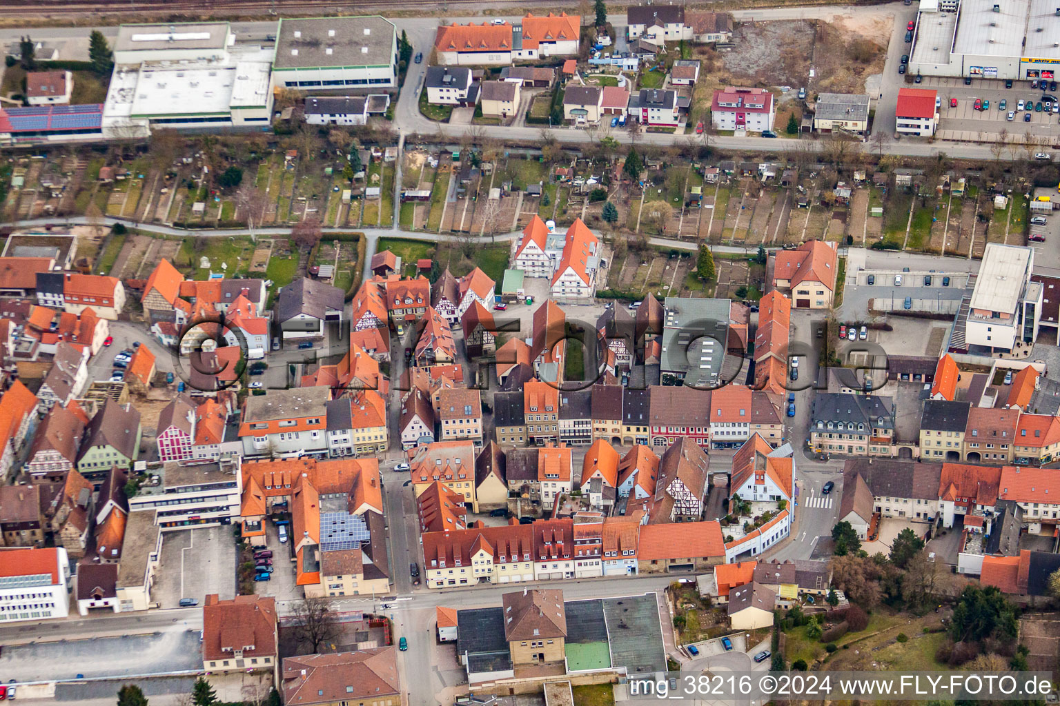 Eppingen in the state Baden-Wuerttemberg, Germany from the plane