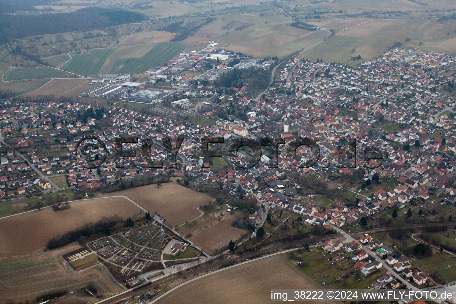 Drone recording of Sulzfeld in the state Baden-Wuerttemberg, Germany