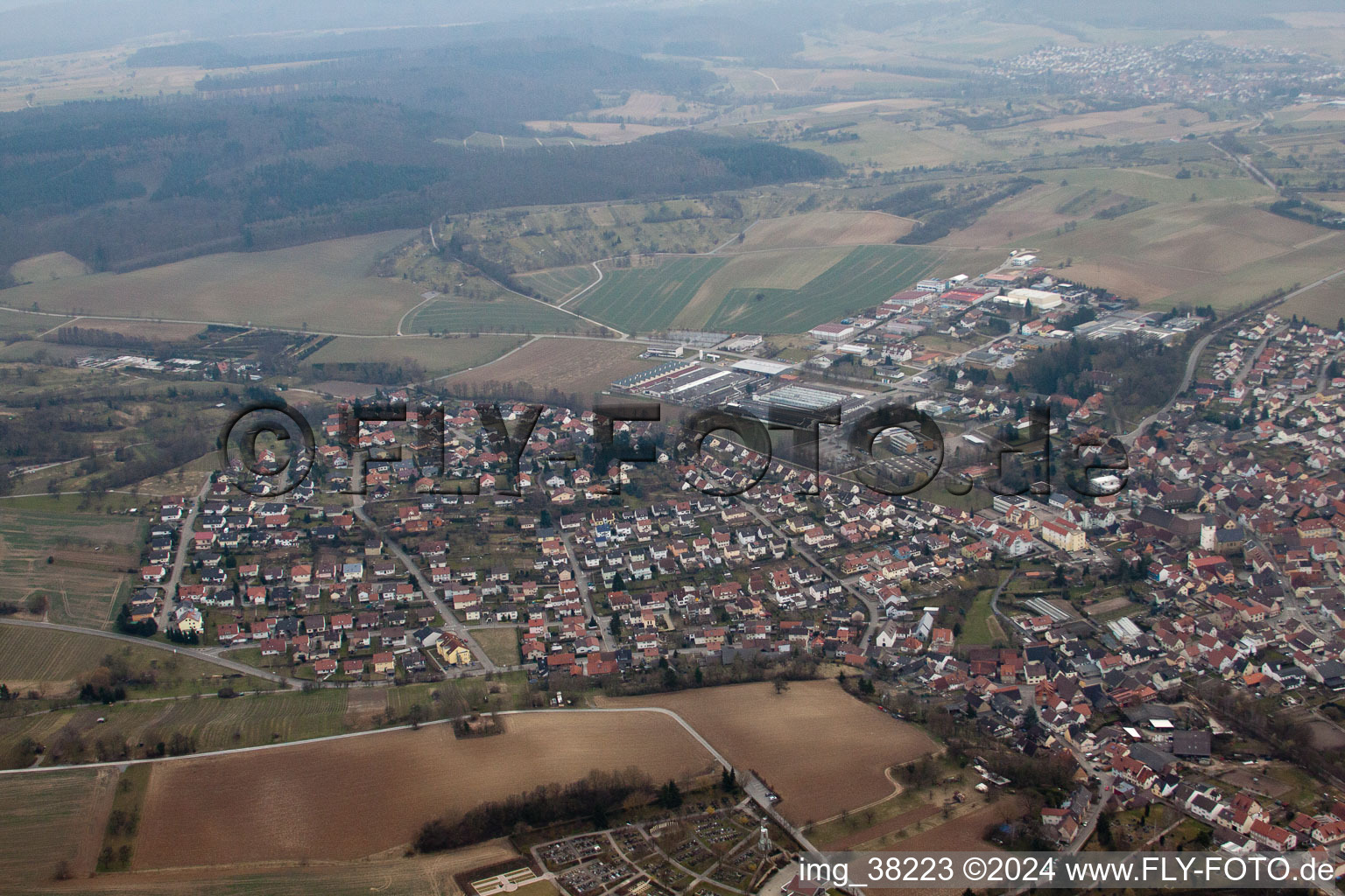 Drone image of Sulzfeld in the state Baden-Wuerttemberg, Germany