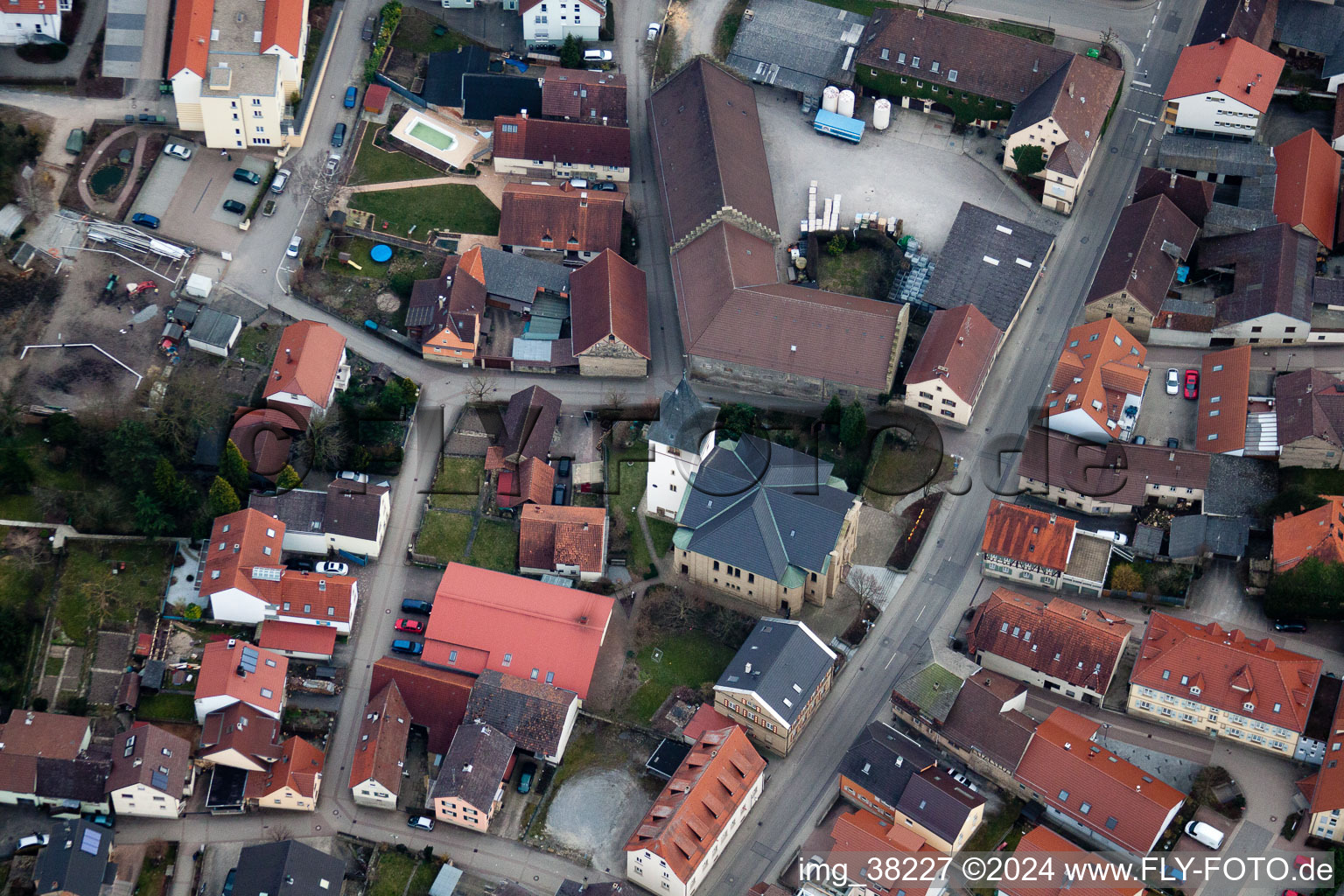 Aerial view of Sulzfeld in the state Baden-Wuerttemberg, Germany