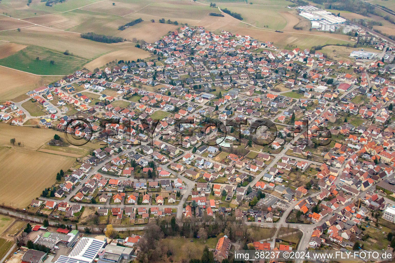 Oblique view of Sulzfeld in the state Baden-Wuerttemberg, Germany