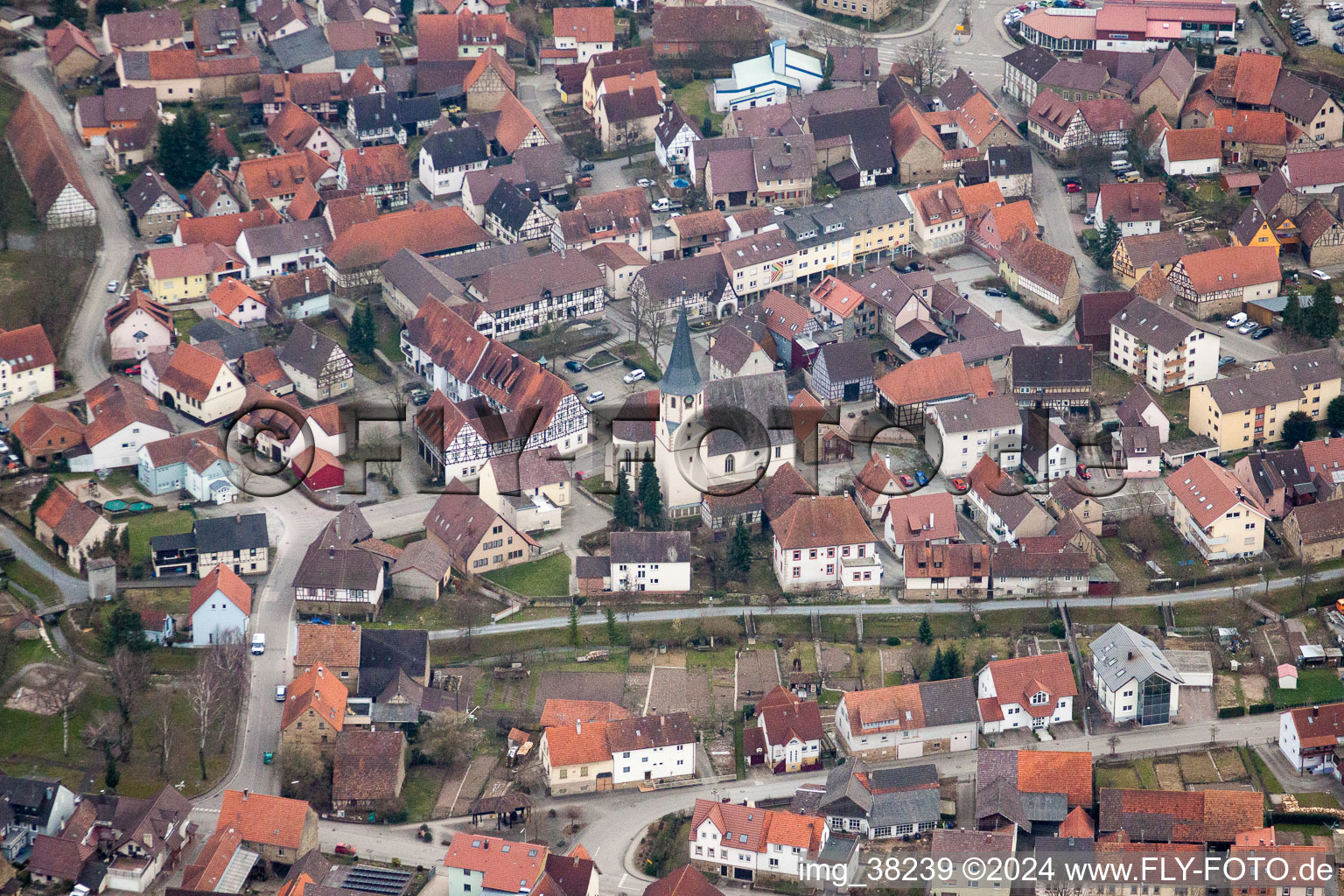 Church building in the village of in Sulzfeld in the state Baden-Wurttemberg, Germany