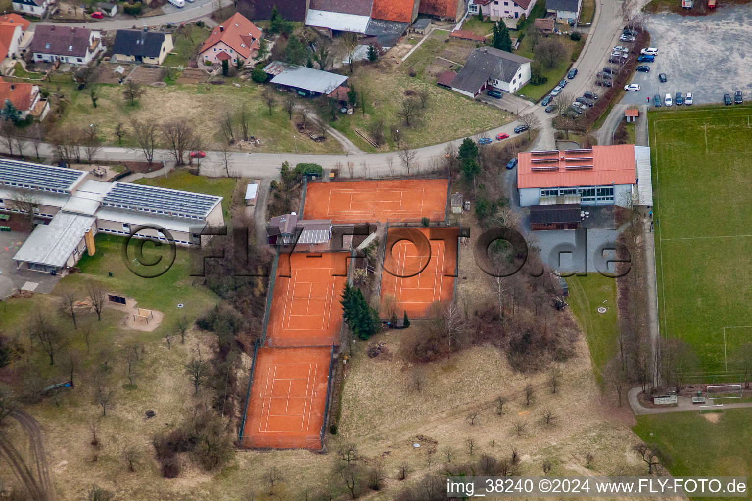 Aerial view of TSV Kürnbach e..V in Kürnbach in the state Baden-Wuerttemberg, Germany