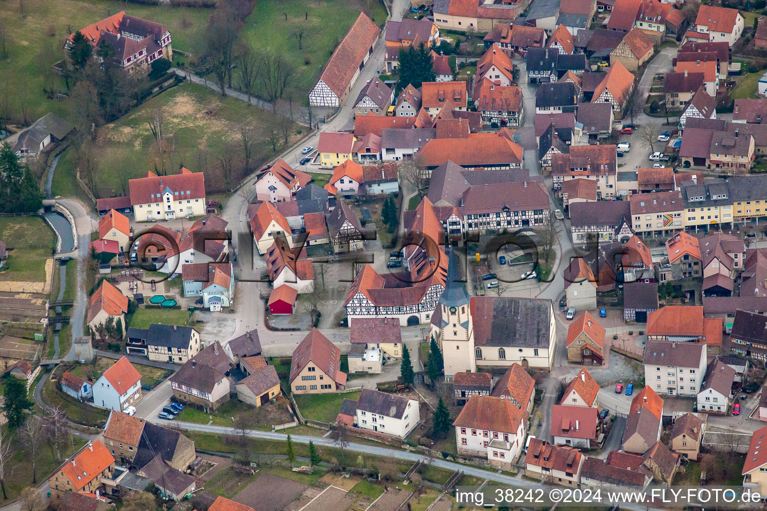 Aerial view of Baden wine press in Kürnbach in the state Baden-Wuerttemberg, Germany