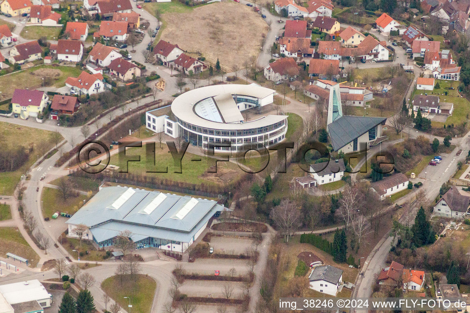 School building of the Leopold-Feigenbutz-Realschule in Oberderdingen in the state Baden-Wurttemberg, Germany