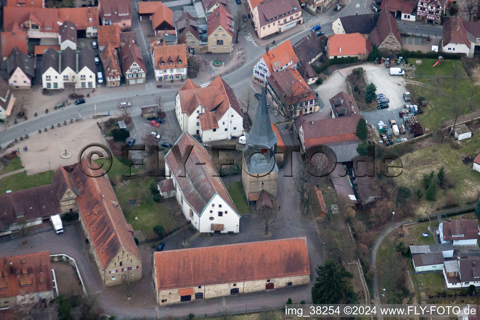 Aerial view of District Unterderdingen in Oberderdingen in the state Baden-Wuerttemberg, Germany