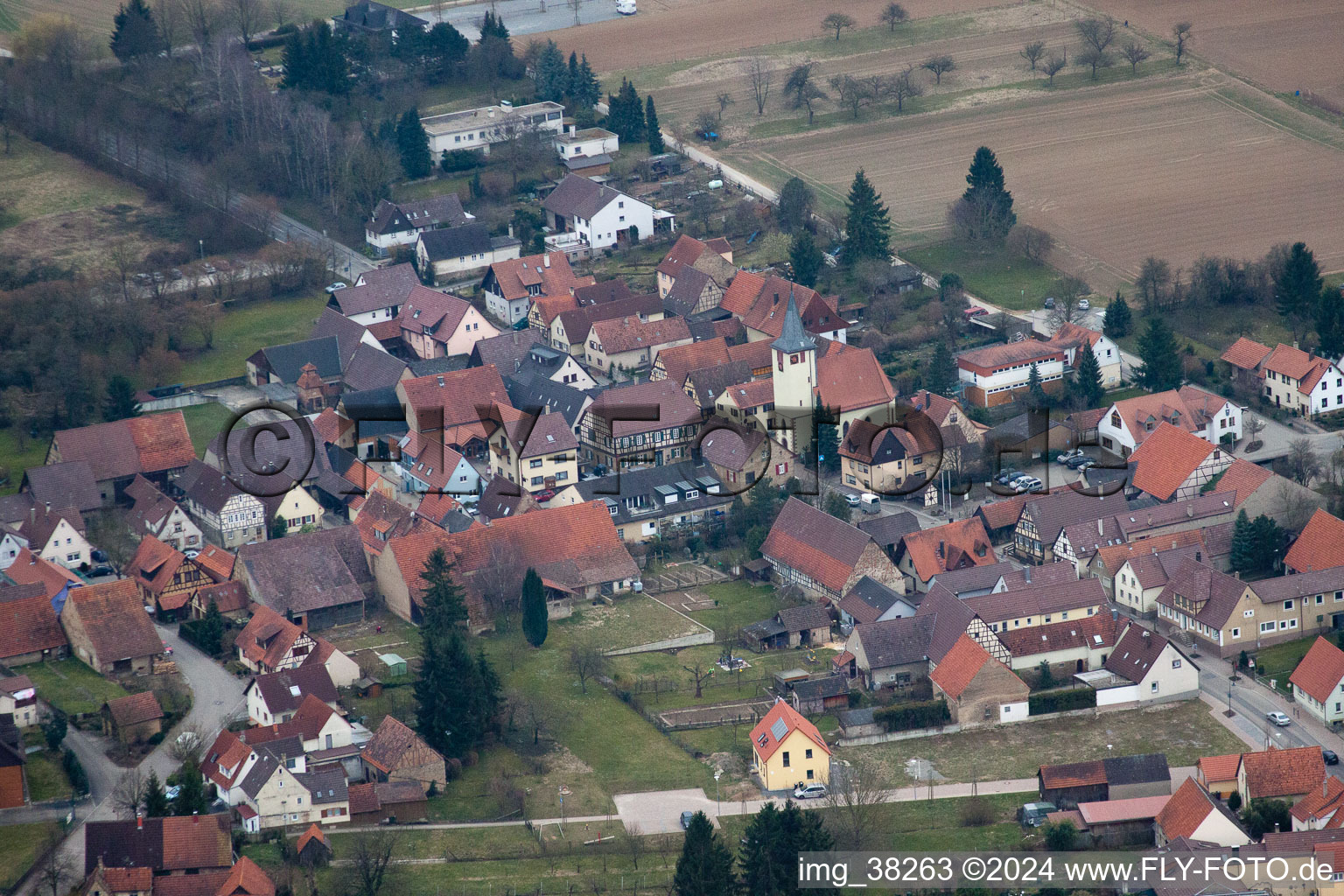 Aerial photograpy of Großvillars in the state Baden-Wuerttemberg, Germany