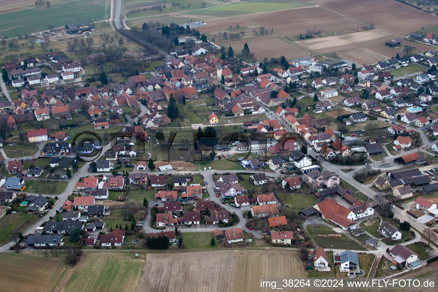 Oblique view of Großvillars in the state Baden-Wuerttemberg, Germany