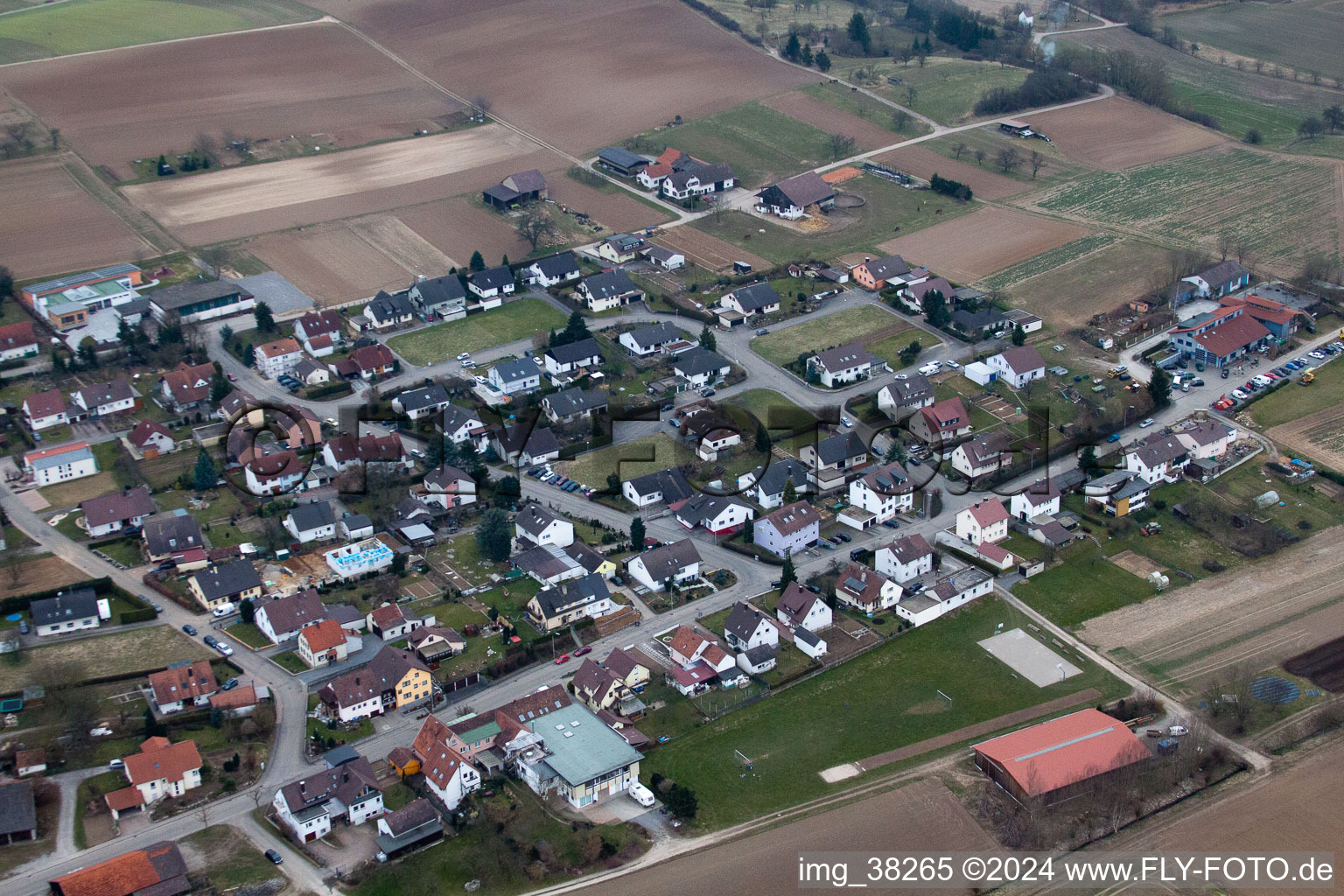 Großvillars in the state Baden-Wuerttemberg, Germany from above