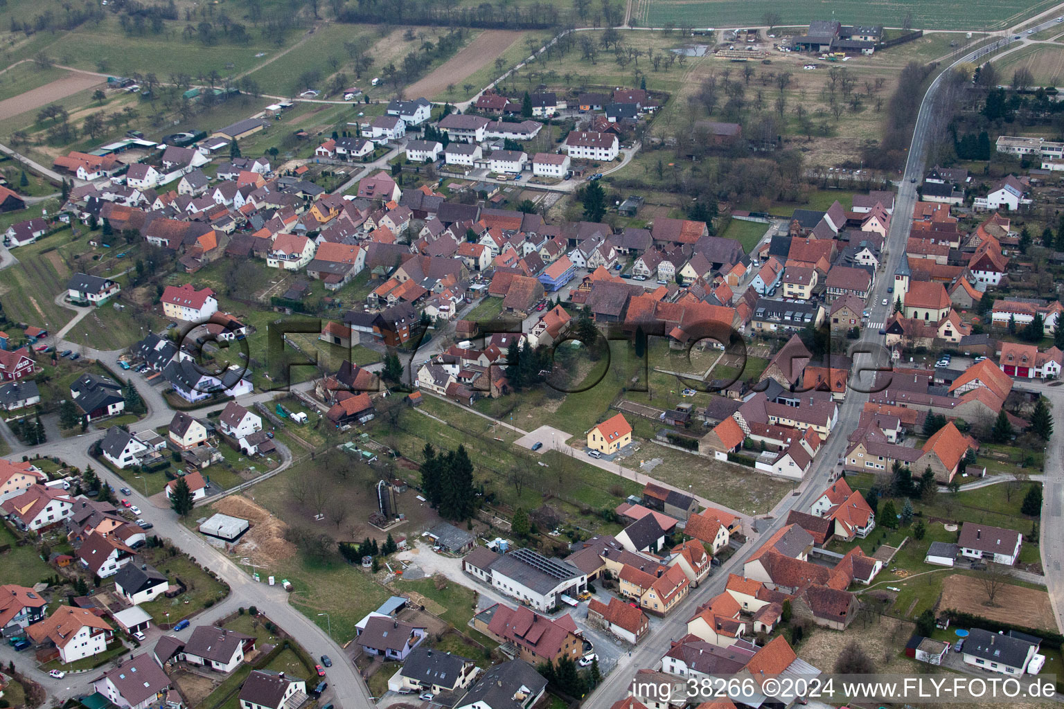 Großvillars in the state Baden-Wuerttemberg, Germany out of the air