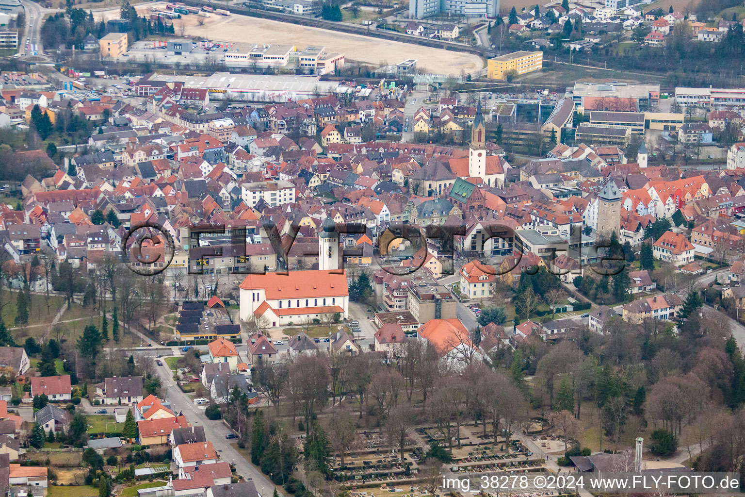 District Gölshausen in Bretten in the state Baden-Wuerttemberg, Germany seen from above