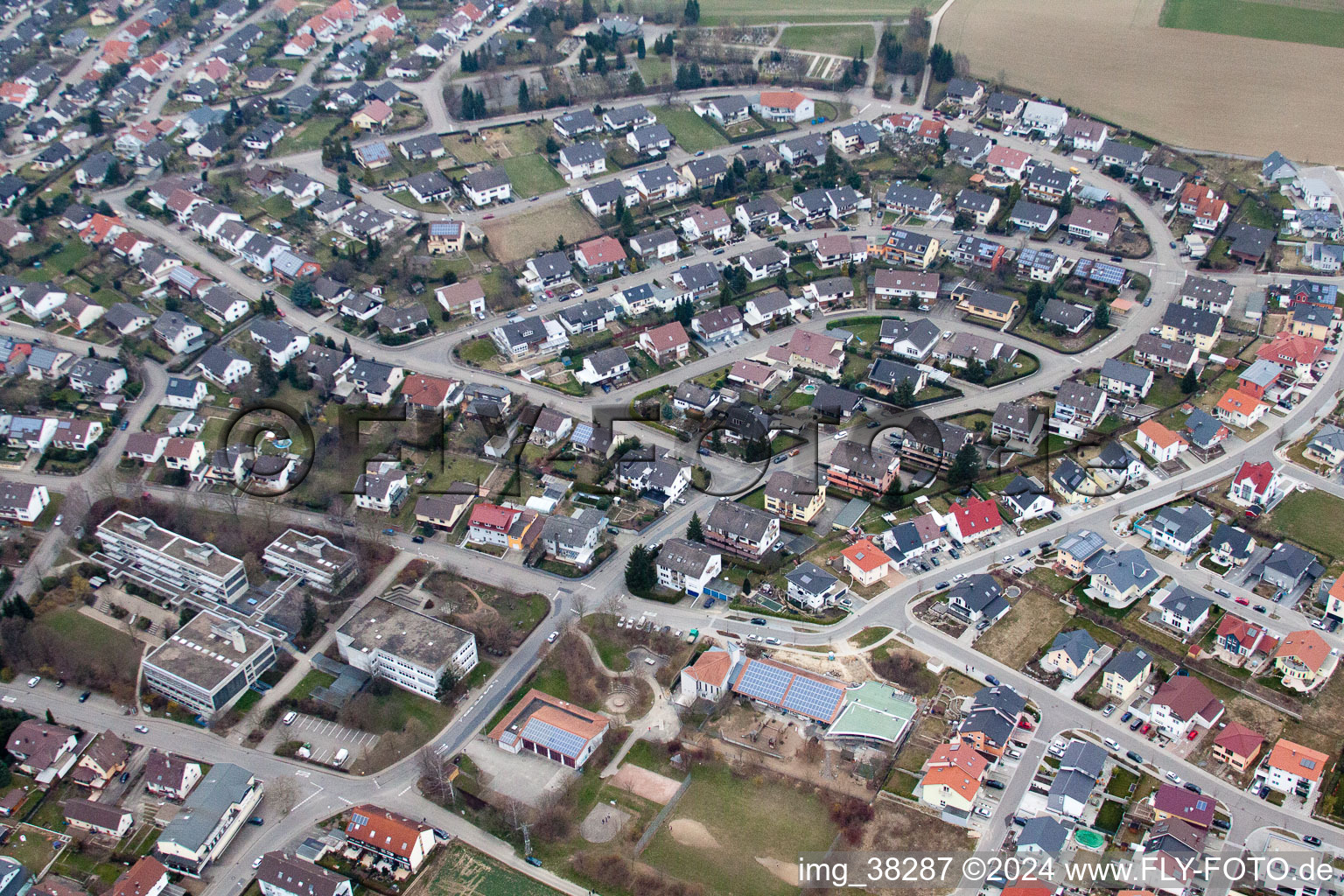 Aerial view of District Diedelsheim in Bretten in the state Baden-Wuerttemberg, Germany