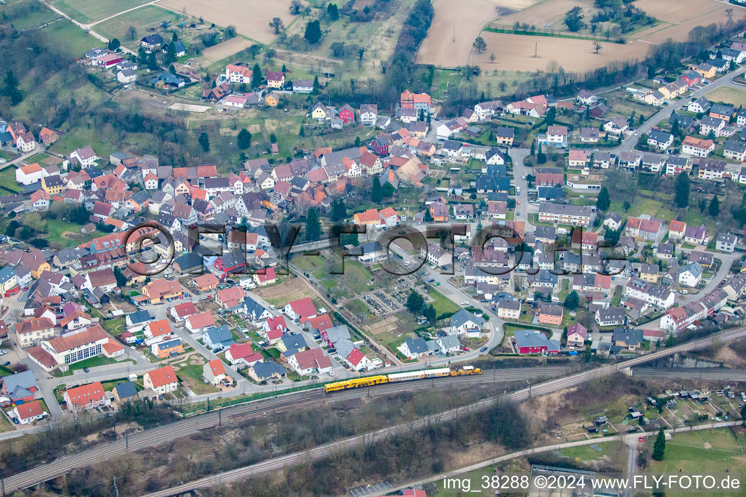 Aerial view of District Rinklingen in Bretten in the state Baden-Wuerttemberg, Germany