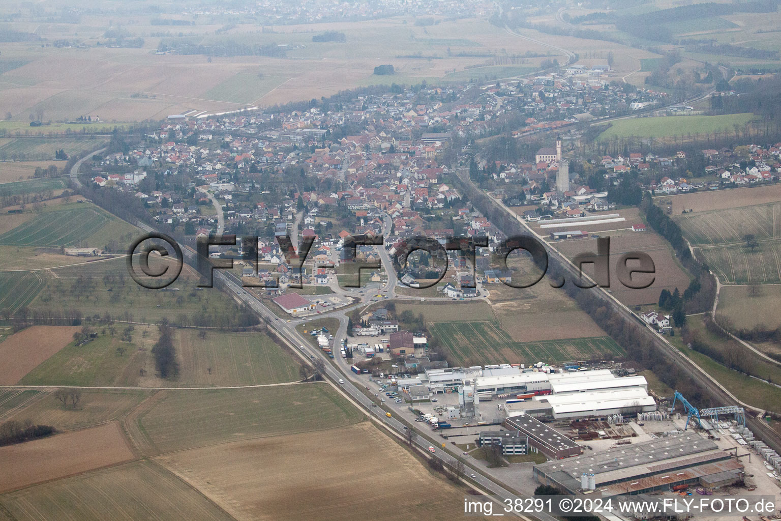 Gondelsheim in the state Baden-Wuerttemberg, Germany from a drone