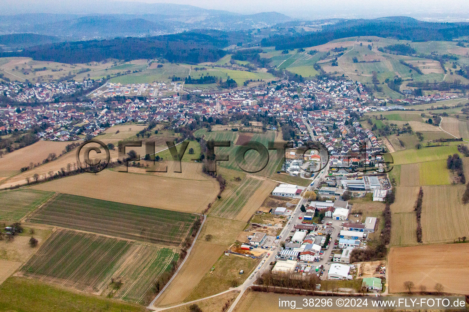 Grombacher Strasse commercial area in the district Jöhlingen in Walzbachtal in the state Baden-Wuerttemberg, Germany